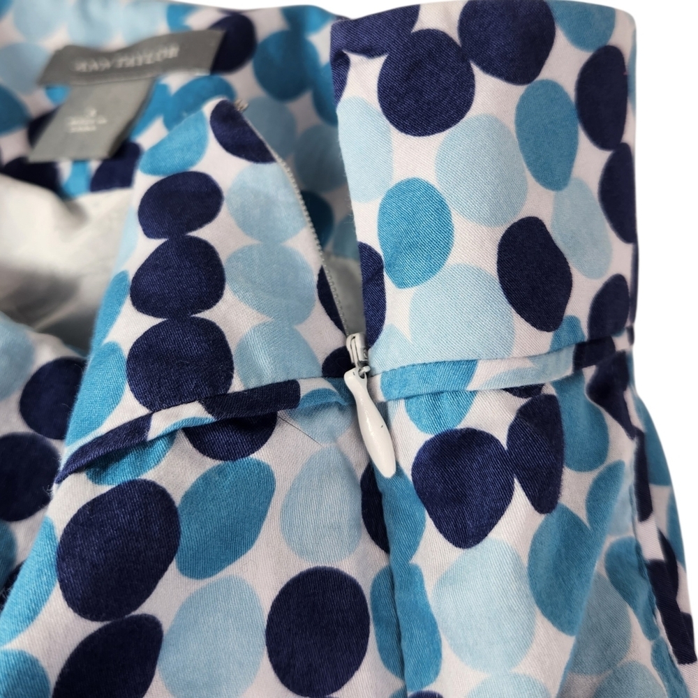 Ann Taylor A-Line Skirt Size 6 Blue Polka Dot Knee Length Classic Preppy Lined - Picture 10 of 12